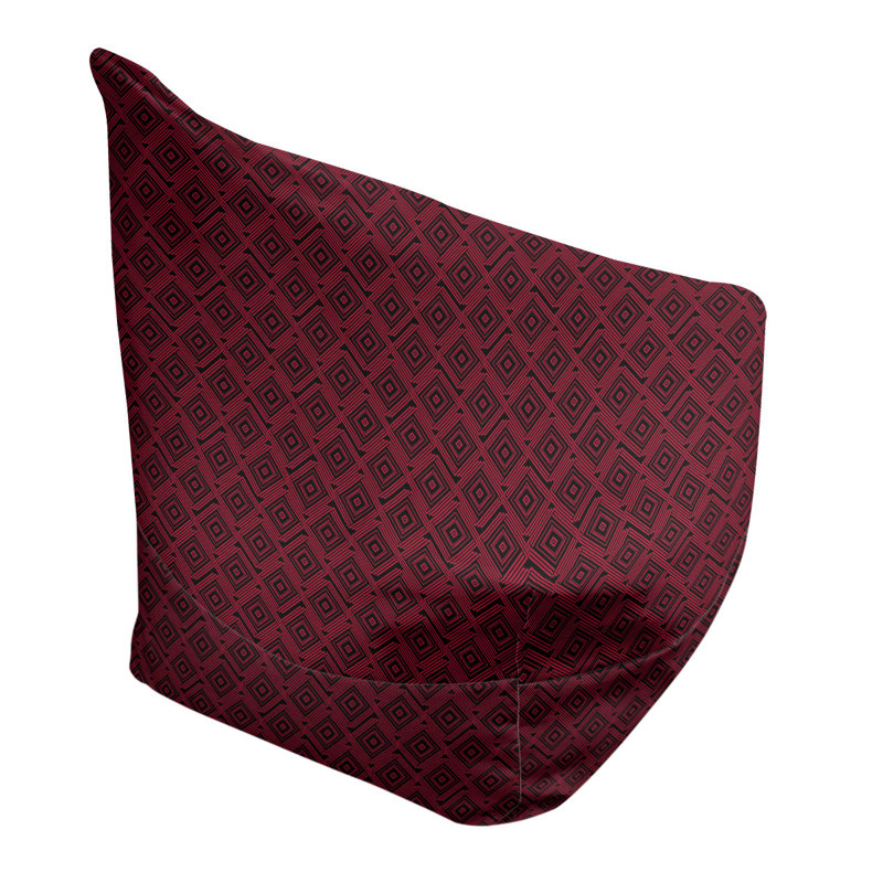 Labyrinthe carré Leffel, H 38 po x l 42 po x P 29 po, Housse de pouf, Noir / Rouge