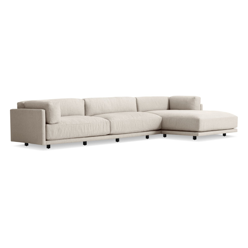 Sunday Upholstered L-Shaped Sectional, Right Hand Facing, Sanford Linen Polyester Blend