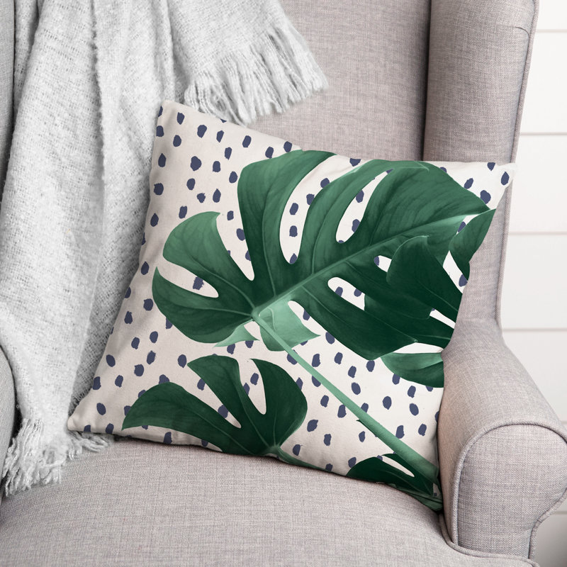  Housse de coussin Monstera, Bleu marine
