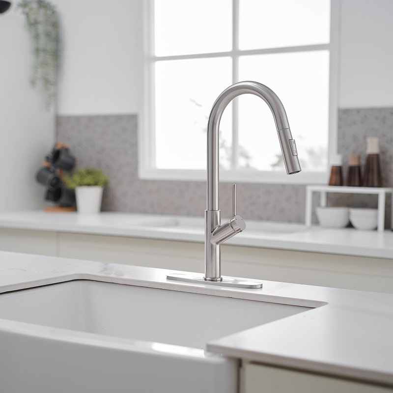 Single Handle Pull Down Sprayer Kitchen Faucet, Brushed Nickel