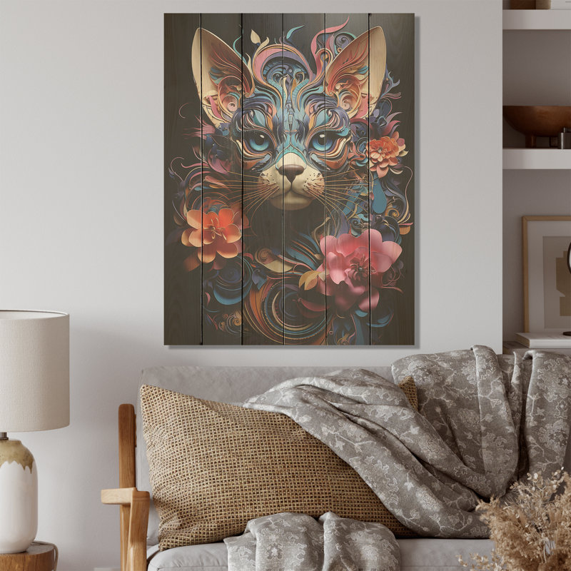 Chat Sphynx Soul Portrait I - art mural en bois sur bois de pin naturel, H 40 po x l 30 po