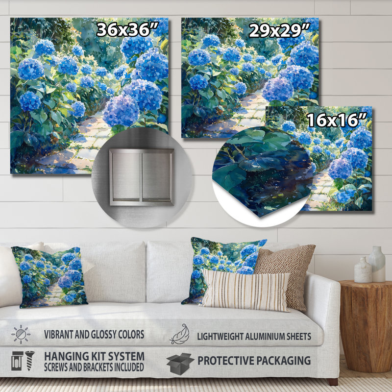 Hydrangea Garden Delight Harmony II - Hydrangea, impression murale sur métal, H 16 po x l 16 po
