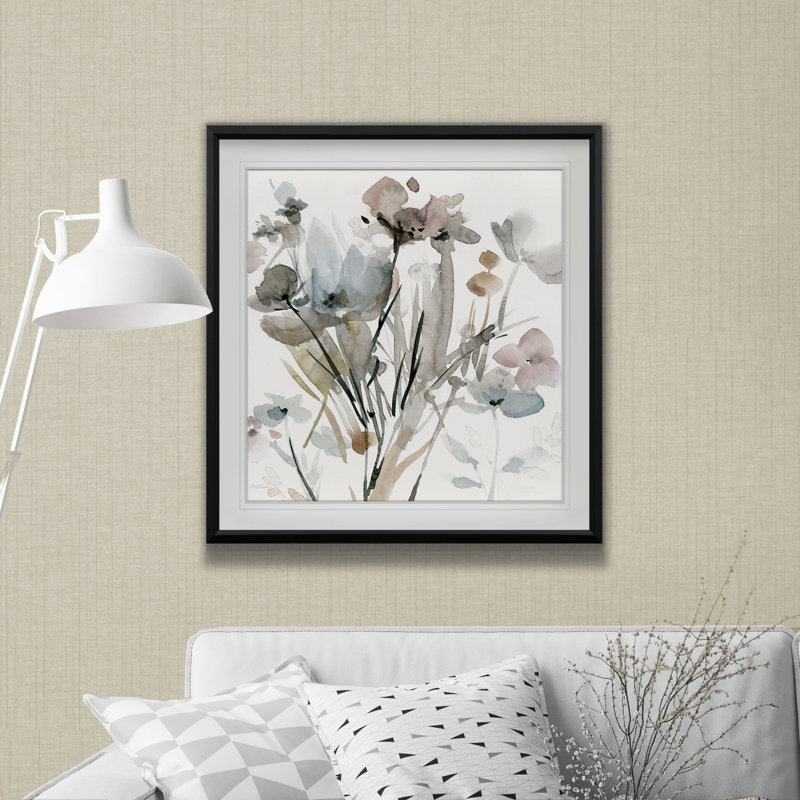 Fleurs dures I - reproduction de cadre photo, H 27 po x l 27 po x P 1,5 po, Cadre noir