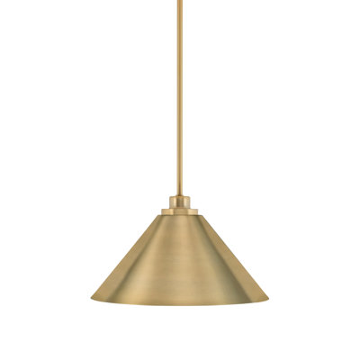 Mini-luminaire suspendu avec tige de métal Hallmann avec abat-jour conique en métal 14 po