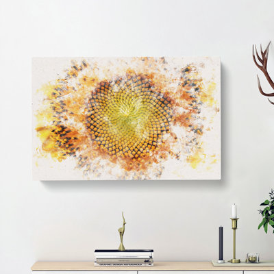 The Eye Of A Yellow Sunflower - Wrapped Canvas Print