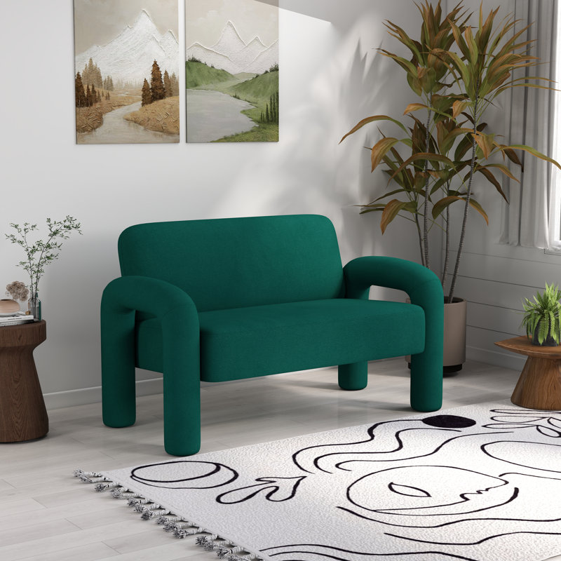 Iryanna Velvet 2-seat Upholstered Loveseat, Deep Green