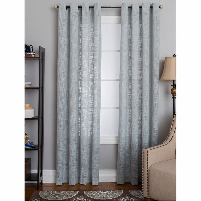 Kimarri 100 Polyester Light-Filtering Woven Solid Color Curtain Panel with Grommet Top, Mineral, 50'' W x 84'' L