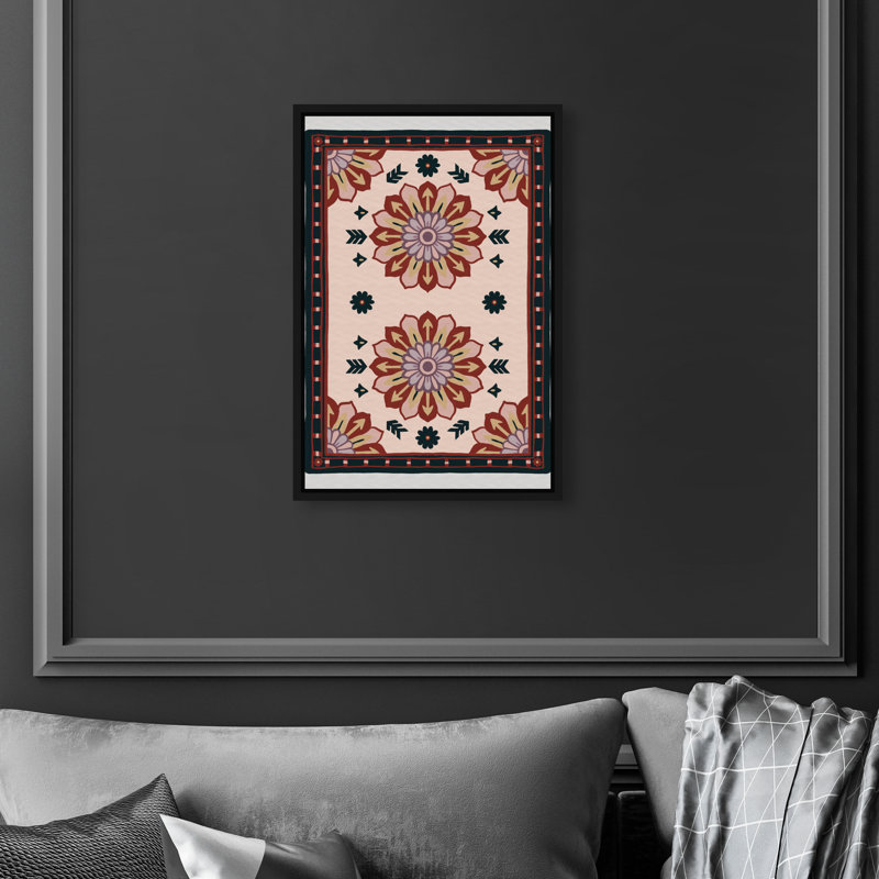Midnight Damask Canvas Floral & Botanical Print by Oliver Gal, Black Frame, 10 x 15, 25"H x 17"W, Black Floater Frame