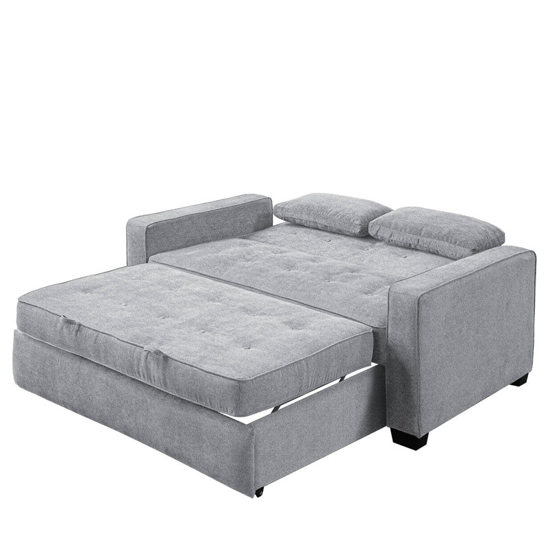 Keane Upholstered 66.5'' Sofa Bed, Light Gray Performance Microfiber