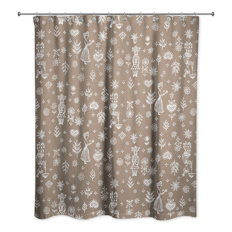 Rideau de douche simple fantaisiste femmes Hammontree, Brun / Blanc
