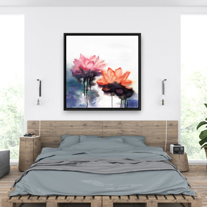 Aquarelle de fleurs de lotus sur toile