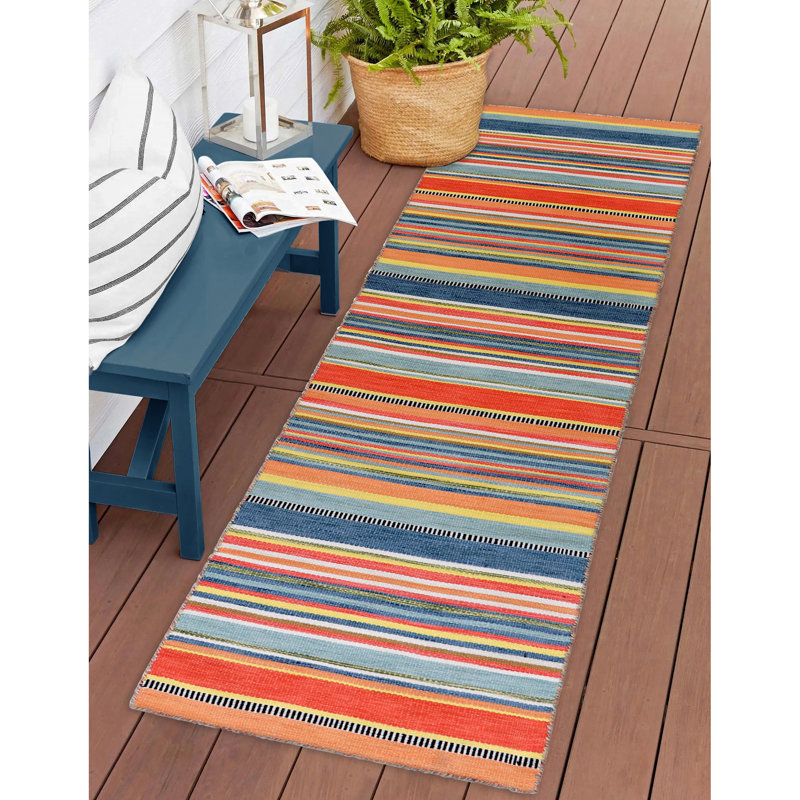 Newsome Striped Indoor / Outdoor Rug, Runner 2' x 8'
