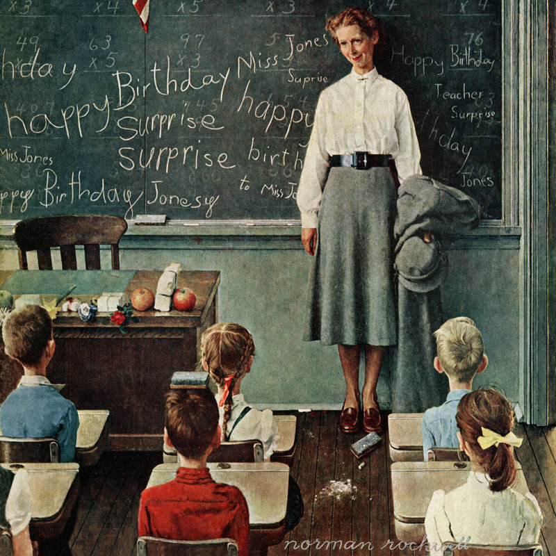 Happy Birthday, Miss Jones by Norman Rockwell - Wrapped Canvas Print, 46 cm H x 46 cm W
