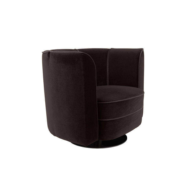 Flower Swivel Barrel Chair, Black Velvet