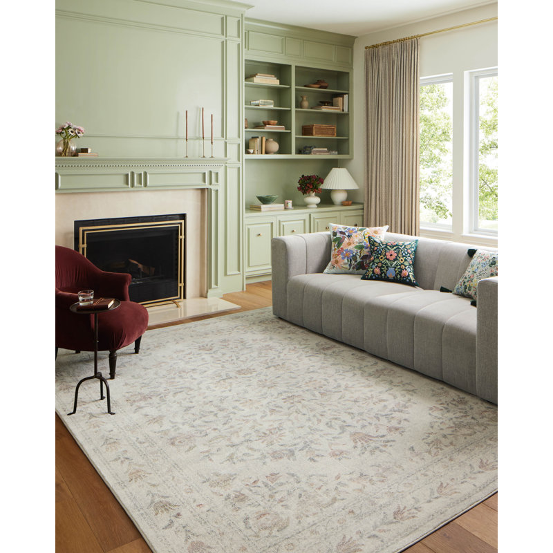 Courtyard Yellow and Multicolor Floral Synthetic Area Rug