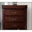 Commode de style transitionnel cerisier foncé avec pieds de support, étui anti-poussière et tiroirs à queue d'aronde anglaise pour un rangement élégant