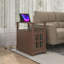 Table de bout avec station de charge, table d'appoint étroite avec ports USB et prises USB HOMcom, petite table avec rangement caché et tablette ouverte pour le salon, brun