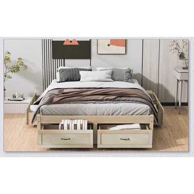 Platform Bed With 6 Storage Drawers,