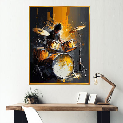 «Drummer On Stage - Music», art mural encadré