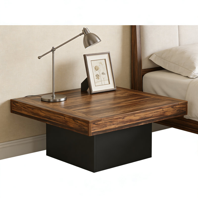 Table basse carrée de style nordique avec base noir mat