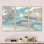 «Watercolor Minimal Blue Tones II», ensemble d'art mural moderne sur toile encadré de style Mid-Century