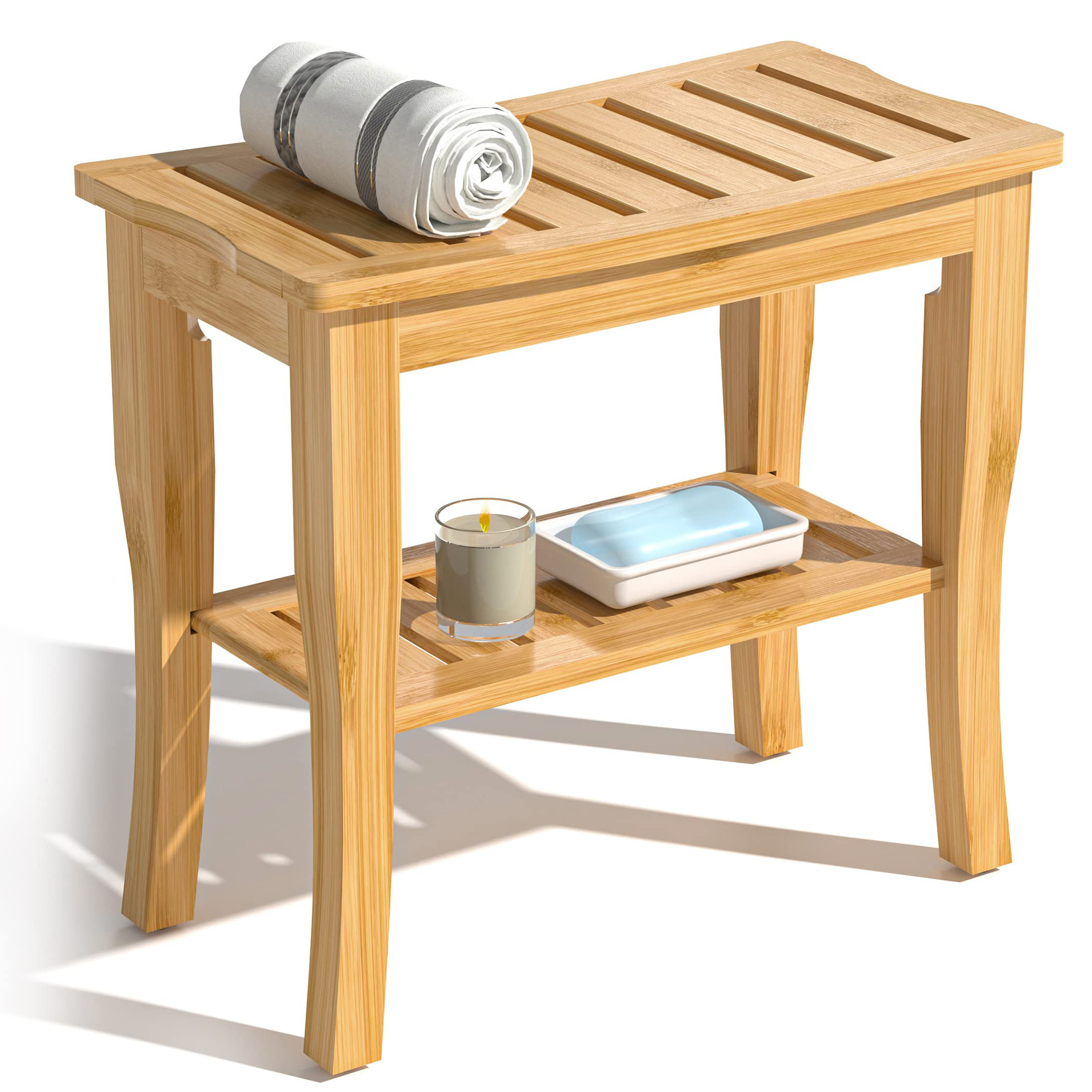 Winston Porter Bamboo Shower Bench Stool Waterproof Wood