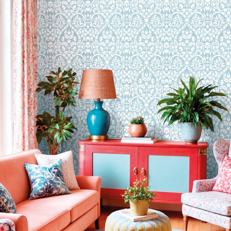 Blooming Garden Collection Damasco Garden Wallpaper Roll, Beige