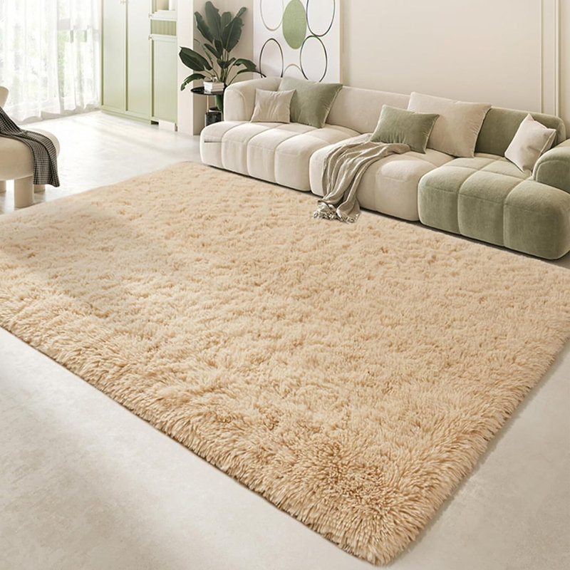Shahen Rectangle Shag Area Rug, Rectangle 4' x 6', Beige