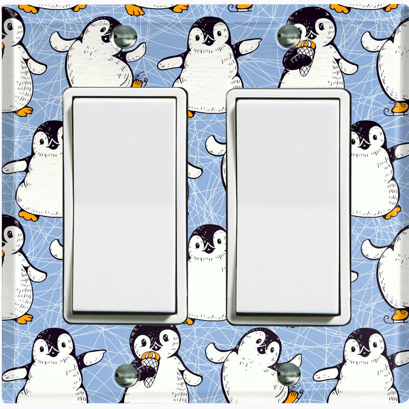 Plaque murale berçante 2 bandes Penguin Bird, Bleu