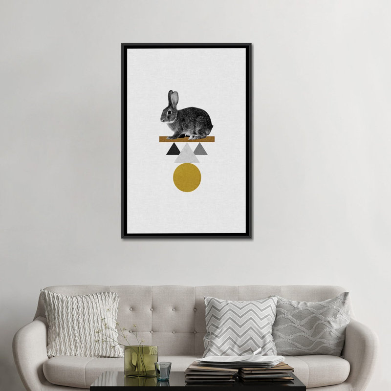 « tribal lapin », impression sur toile, H 60 po x l 40po x P 1,5 po, Toile avec cadre noir, Pas de tapis