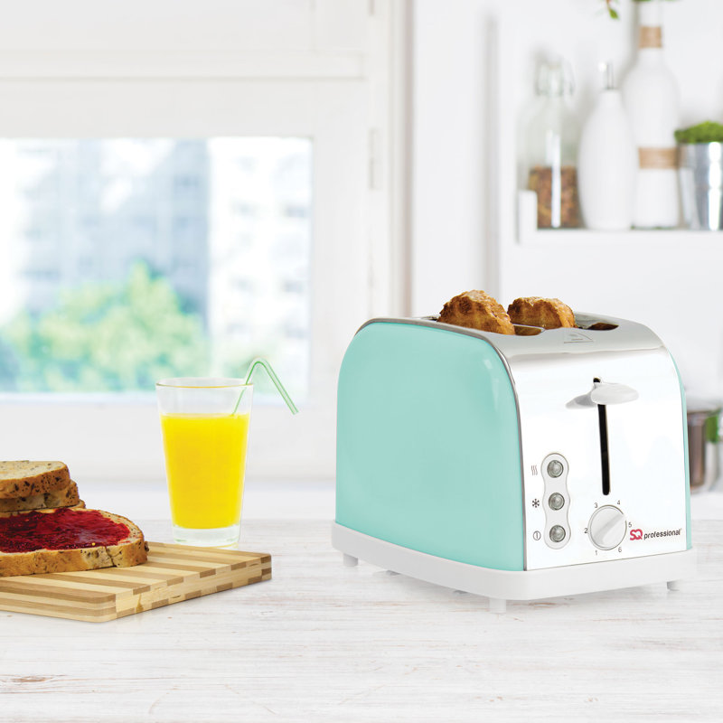 SQ Professional Dainty 2 slice Toaster with Removable Crumb Tray, Mint Green