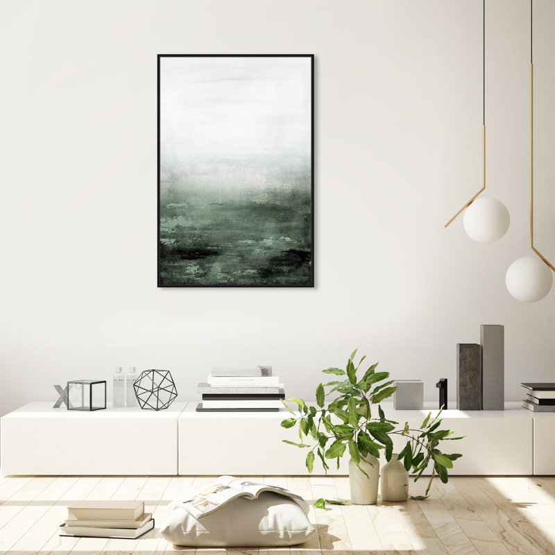 Minimalist Brush Troke Botanical Forest Canvas by Oliver Gal, 37" H x 25" W x 1.75" D, Black Floater Framed