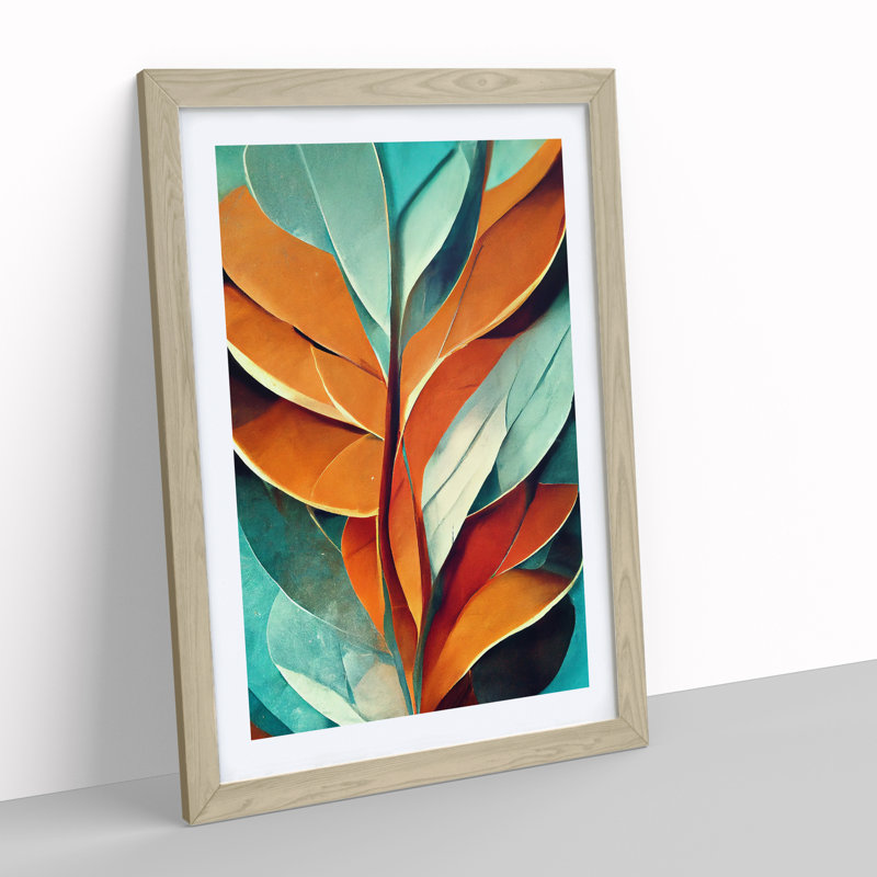 Abstract Leaf Art No.5 - Print, Oak Framed, 66cm H x 48cm W, No Matte