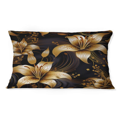Coussin Golden Lily Flower Glam On Black II