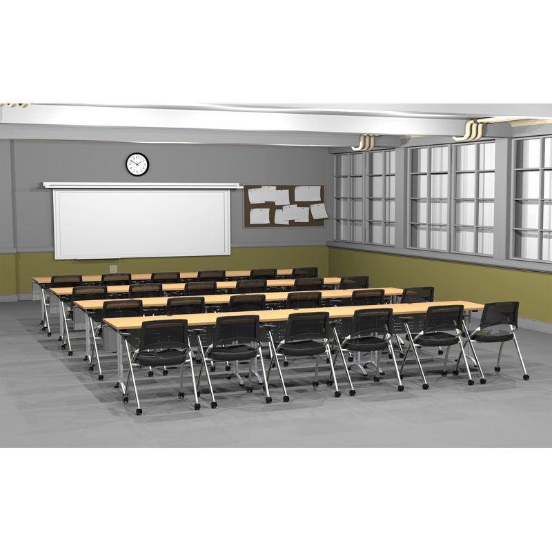 24 Person Training Meeting Seminar Tables with Modesty Panels and 24 Chairs Complete Set