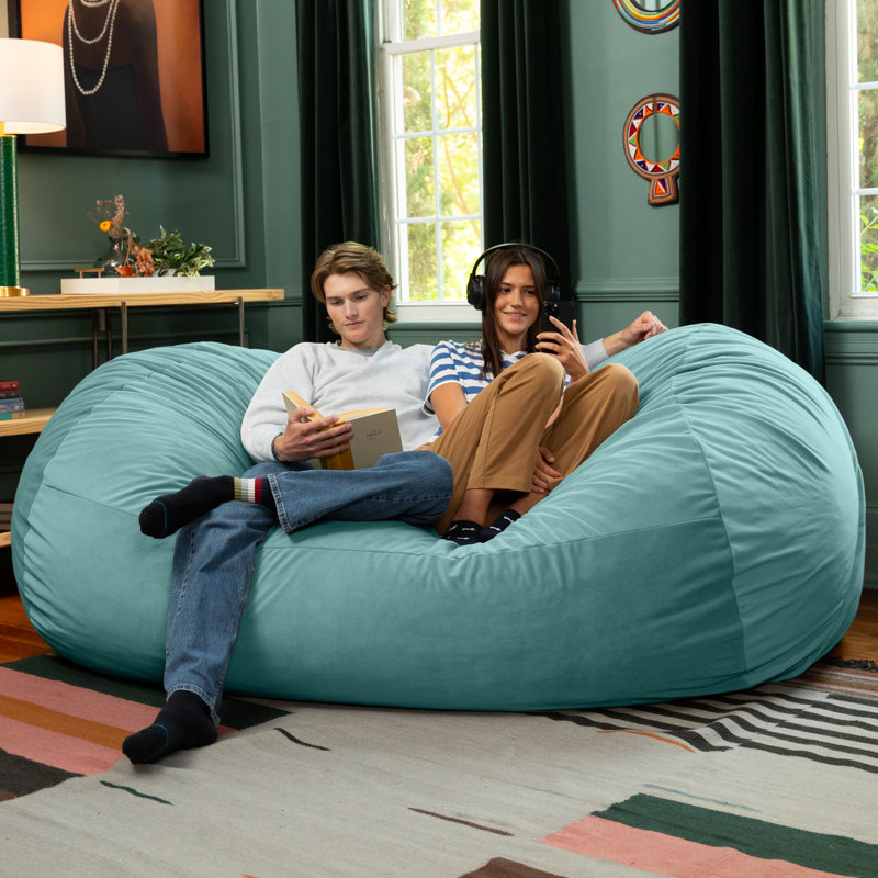 Canapé à billes Grand Lounger, Velours bleu
