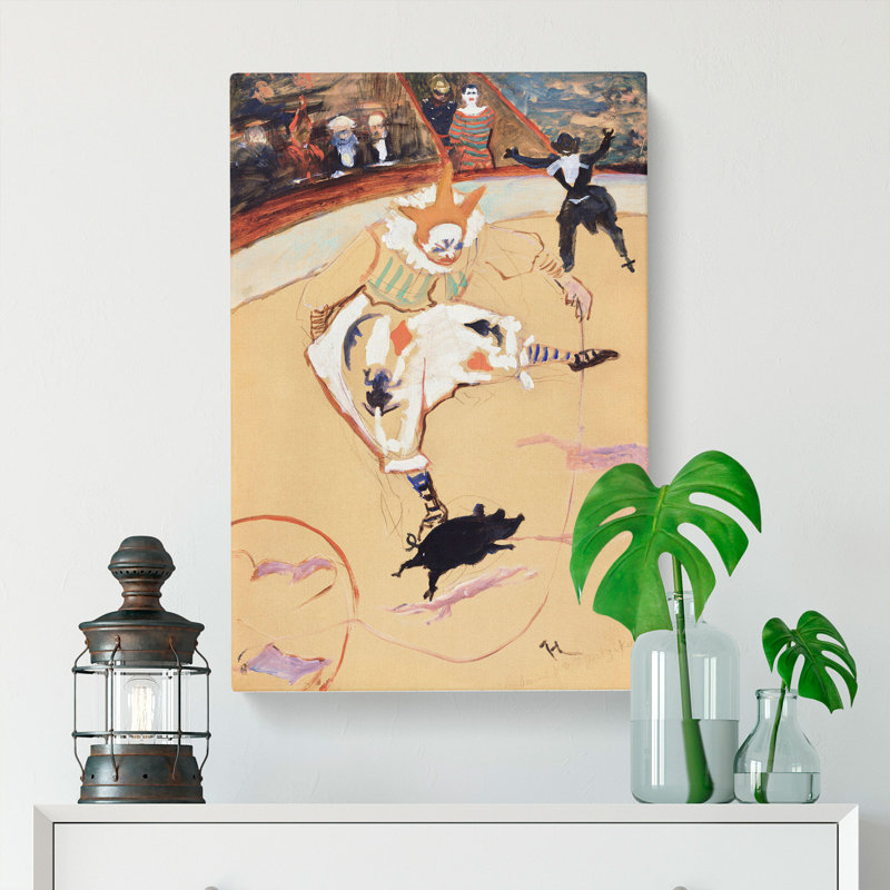 Clown At The Circus Fernando by Henri De Toulouse-Lautrec - Wrapped Canvas Painting, 60cm H x 40cm W x 3cm D