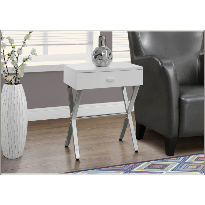 Table de chevet polyvalente et élégante pour la chambre à coucher et le salon, avec rangement et design moderne., Gris/argent
