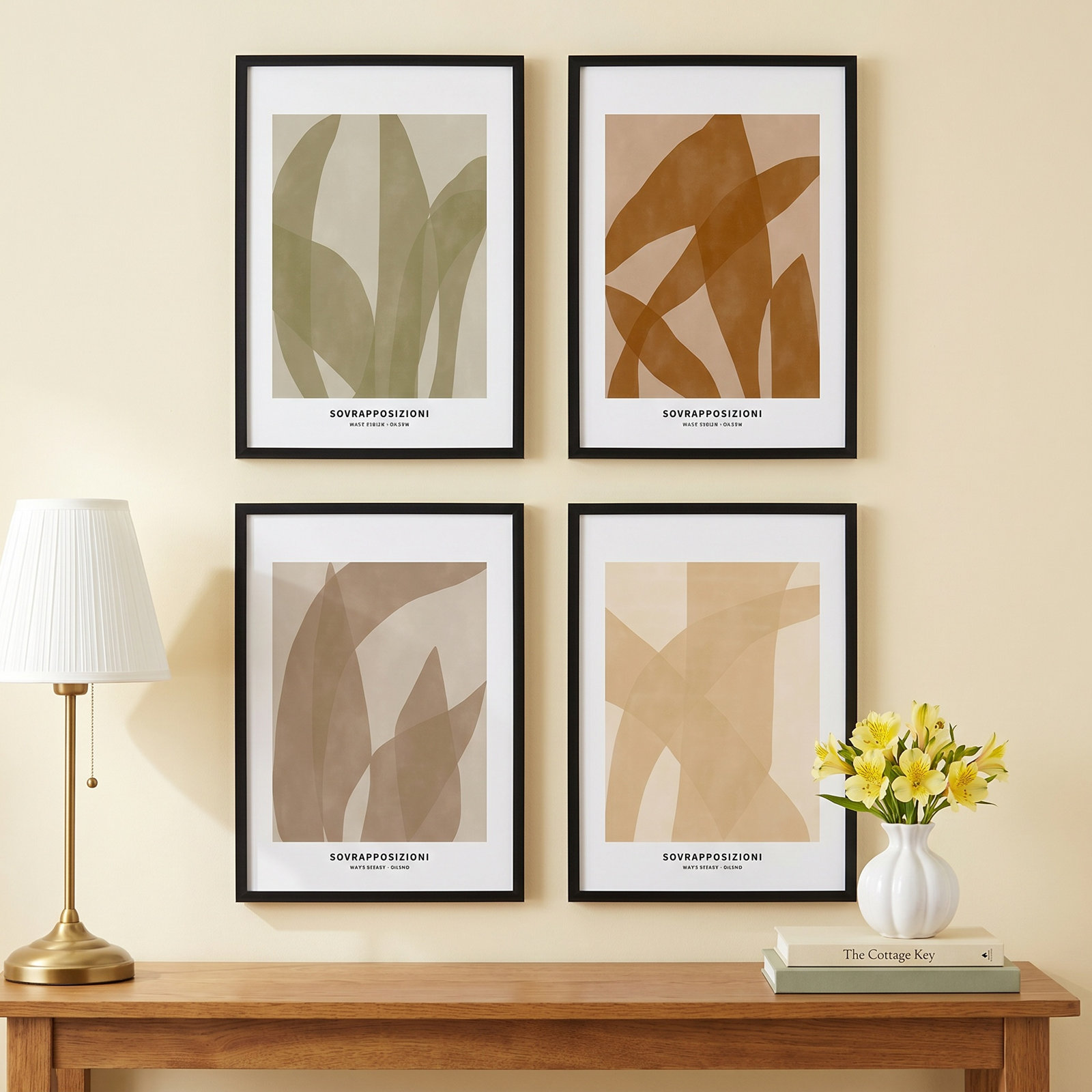 Zabini "Marine Flora" 4-Piece Wall Art Set, Black, 25" H x 17.5" W x 1.25" D