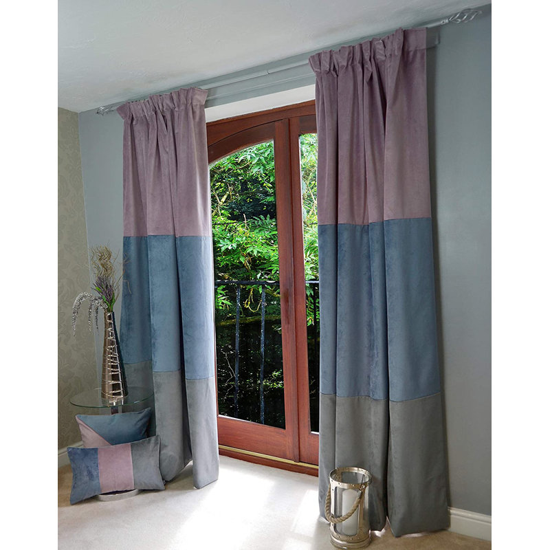 Crosdaile Room Darkening Curtain Pair, Width 116 x Drop 137 cm, Blue/Purple/Grey