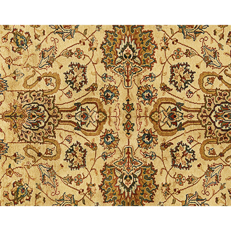 Hand Knotted Wool Area Rug in Cream And Gold