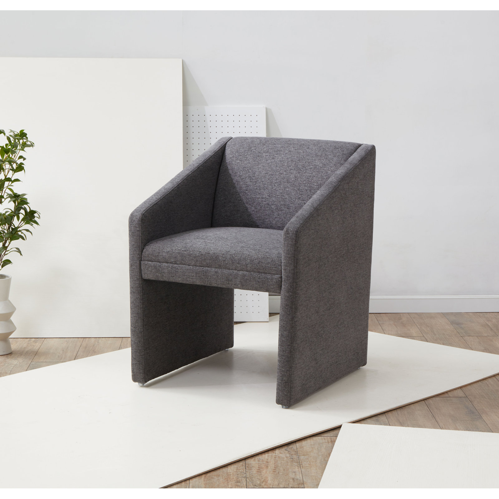 Dimeo Linen Armchair, Dark Gray Linen