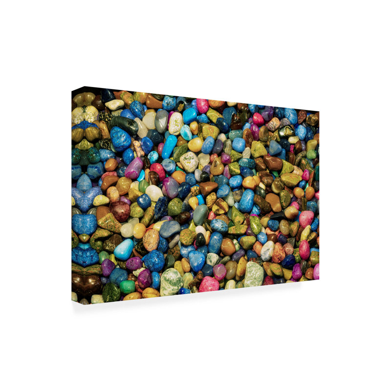Colorful Polished Rocks Landscape Canvas Print with Wood Frame