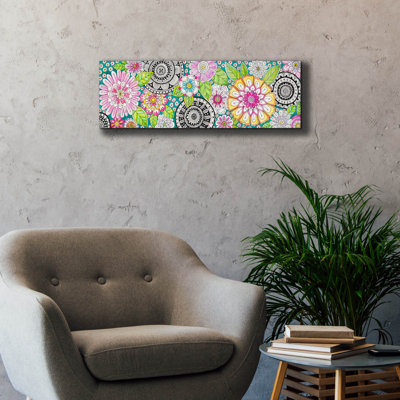 Bungalow Rose 'Mandalas And Pastel Florals' by Hello Angel Canvas Wall Art, 36" x 12"