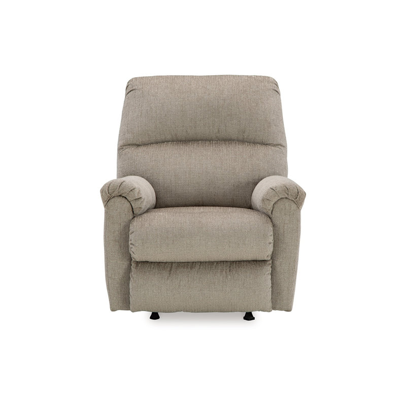 Fauteuil inclinable manuel berçant Ead, mousse moelleuse, polyester brun muscade, Brun taupe