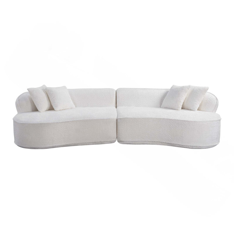 Canapé modulaire moderne en forme de L avec structure éponge et ressorts ensachés, tissu Boucle de qualité supérieure, aucun assemblage requis pour le salon et les appartements