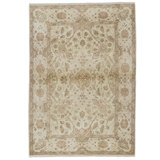 Hand Knotted Wool Area Rug in Cream