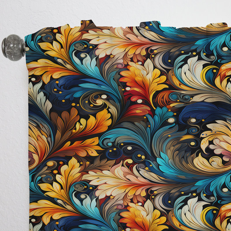 Motif de motif cachemire artistique III - Rideau floral - Velours obscurcissant - 1 panneau, L 52 po x L 120 po