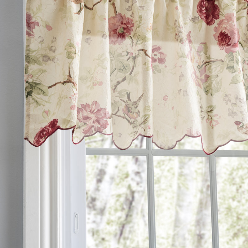 Alita Floral Pointed Window Valance, Red