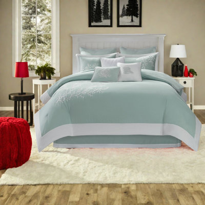 Oversized Cotton King Bedding Sets, Aqua Coastal Style For Home